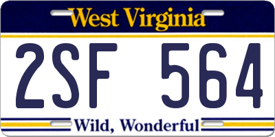 WV license plate 2SF564