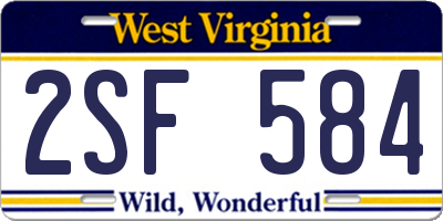 WV license plate 2SF584