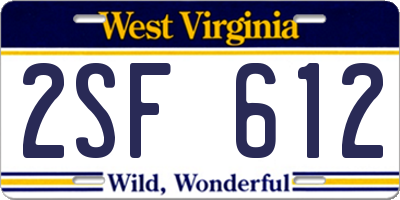 WV license plate 2SF612