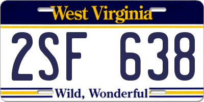 WV license plate 2SF638