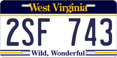 WV license plate 2SF743