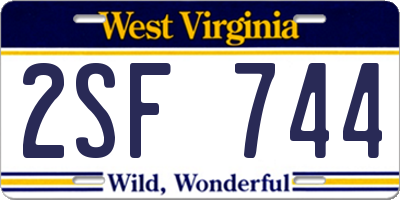 WV license plate 2SF744