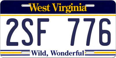 WV license plate 2SF776
