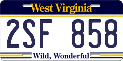 WV license plate 2SF858