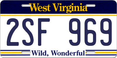WV license plate 2SF969
