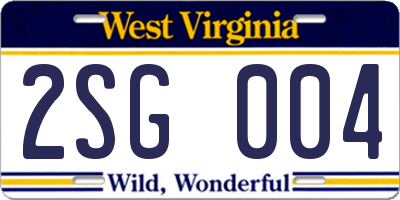 WV license plate 2SG004
