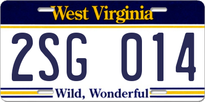 WV license plate 2SG014