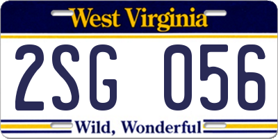 WV license plate 2SG056