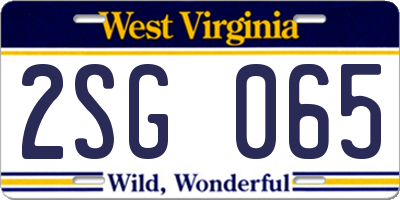 WV license plate 2SG065
