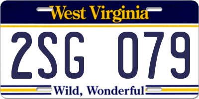 WV license plate 2SG079