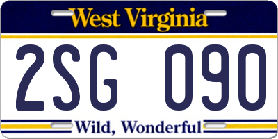 WV license plate 2SG090