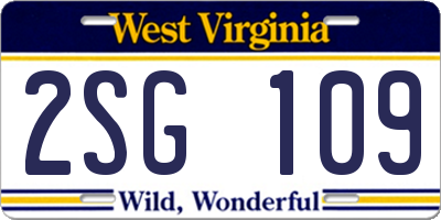 WV license plate 2SG109