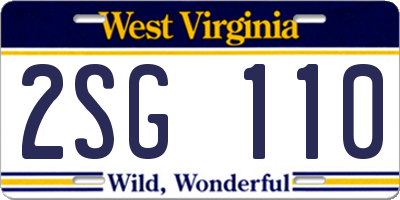 WV license plate 2SG110