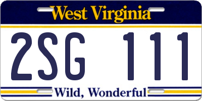 WV license plate 2SG111