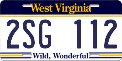 WV license plate 2SG112