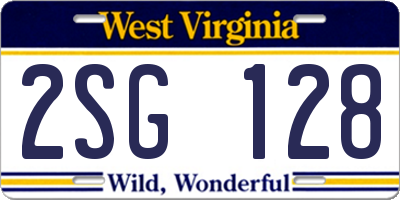 WV license plate 2SG128