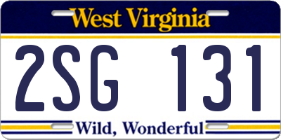 WV license plate 2SG131