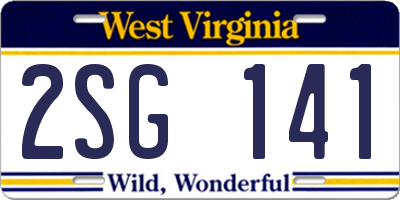 WV license plate 2SG141