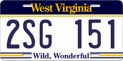 WV license plate 2SG151