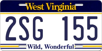 WV license plate 2SG155