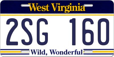 WV license plate 2SG160