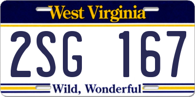 WV license plate 2SG167