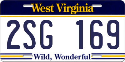 WV license plate 2SG169
