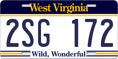 WV license plate 2SG172