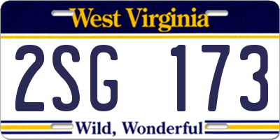 WV license plate 2SG173