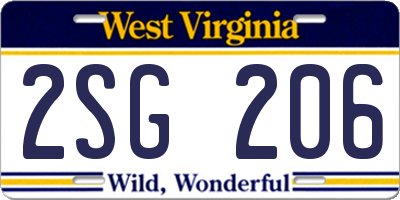 WV license plate 2SG206