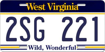 WV license plate 2SG221