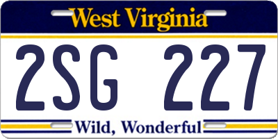 WV license plate 2SG227