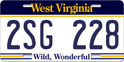 WV license plate 2SG228
