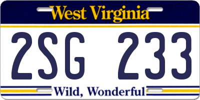 WV license plate 2SG233