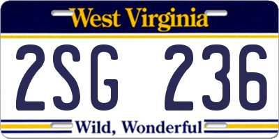 WV license plate 2SG236