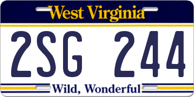 WV license plate 2SG244