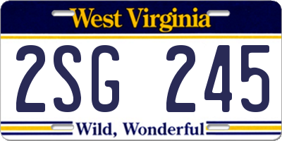 WV license plate 2SG245