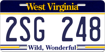 WV license plate 2SG248