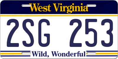 WV license plate 2SG253