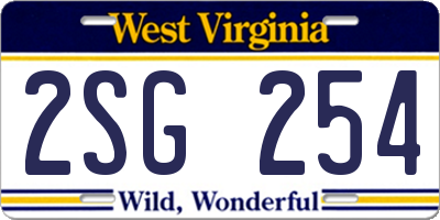 WV license plate 2SG254