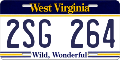WV license plate 2SG264