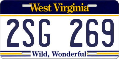 WV license plate 2SG269