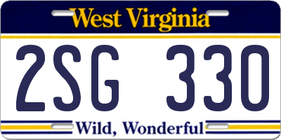 WV license plate 2SG330