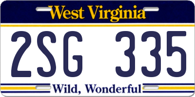 WV license plate 2SG335