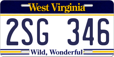 WV license plate 2SG346