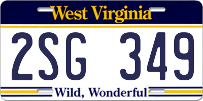 WV license plate 2SG349