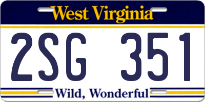WV license plate 2SG351