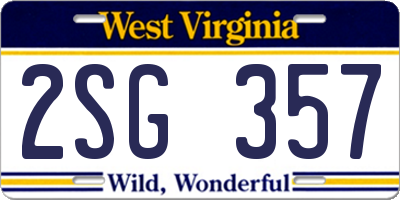 WV license plate 2SG357