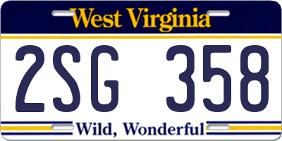 WV license plate 2SG358