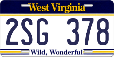 WV license plate 2SG378